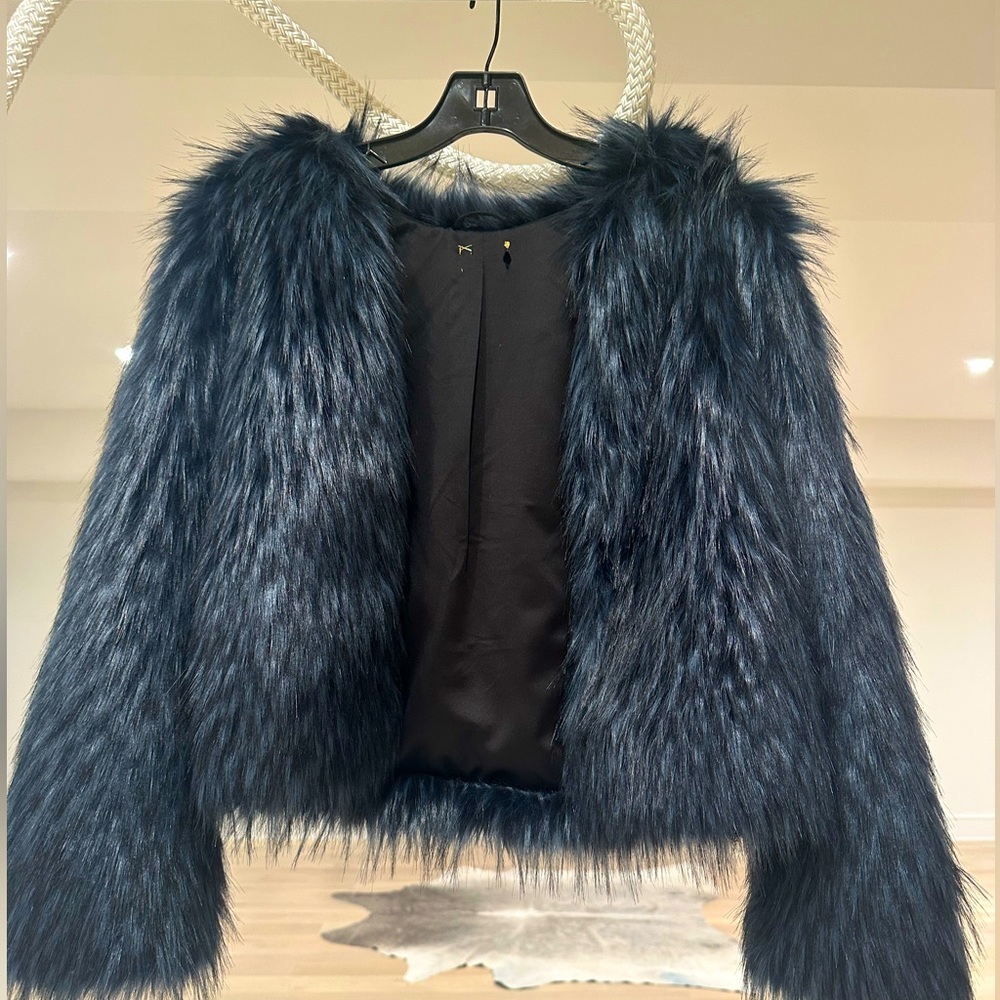 Blue faux fur like jacket
